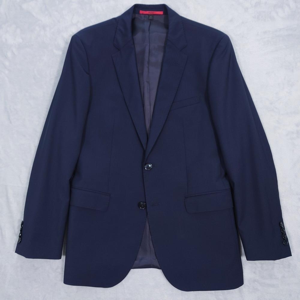 Hugo By Hugo Boss Blazer Mens 38 R Jeffrey Regular Fit Sport Coat Blue 100% Wool